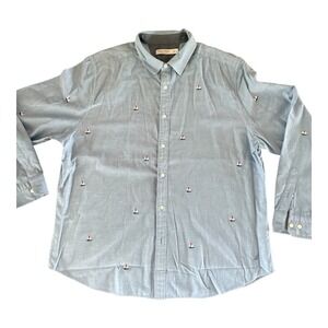 NWOT Nautica Chambray Shirt Mens‎ XL Classic Fit Blue Embroidered Sailboats